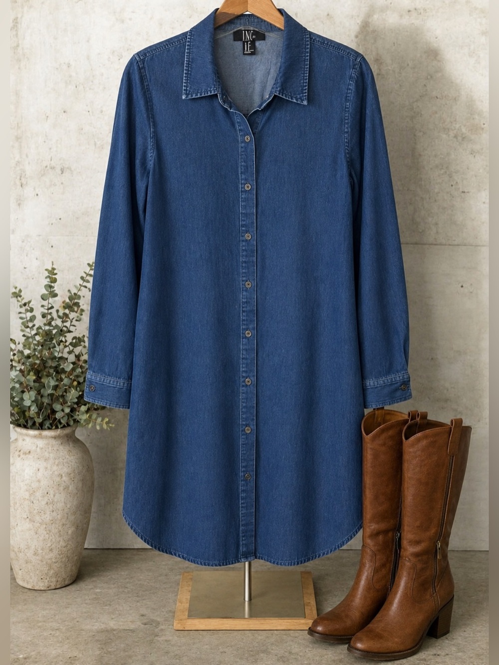 Forever 21 Blue Denim Shirt Dress/Knee Length/Small